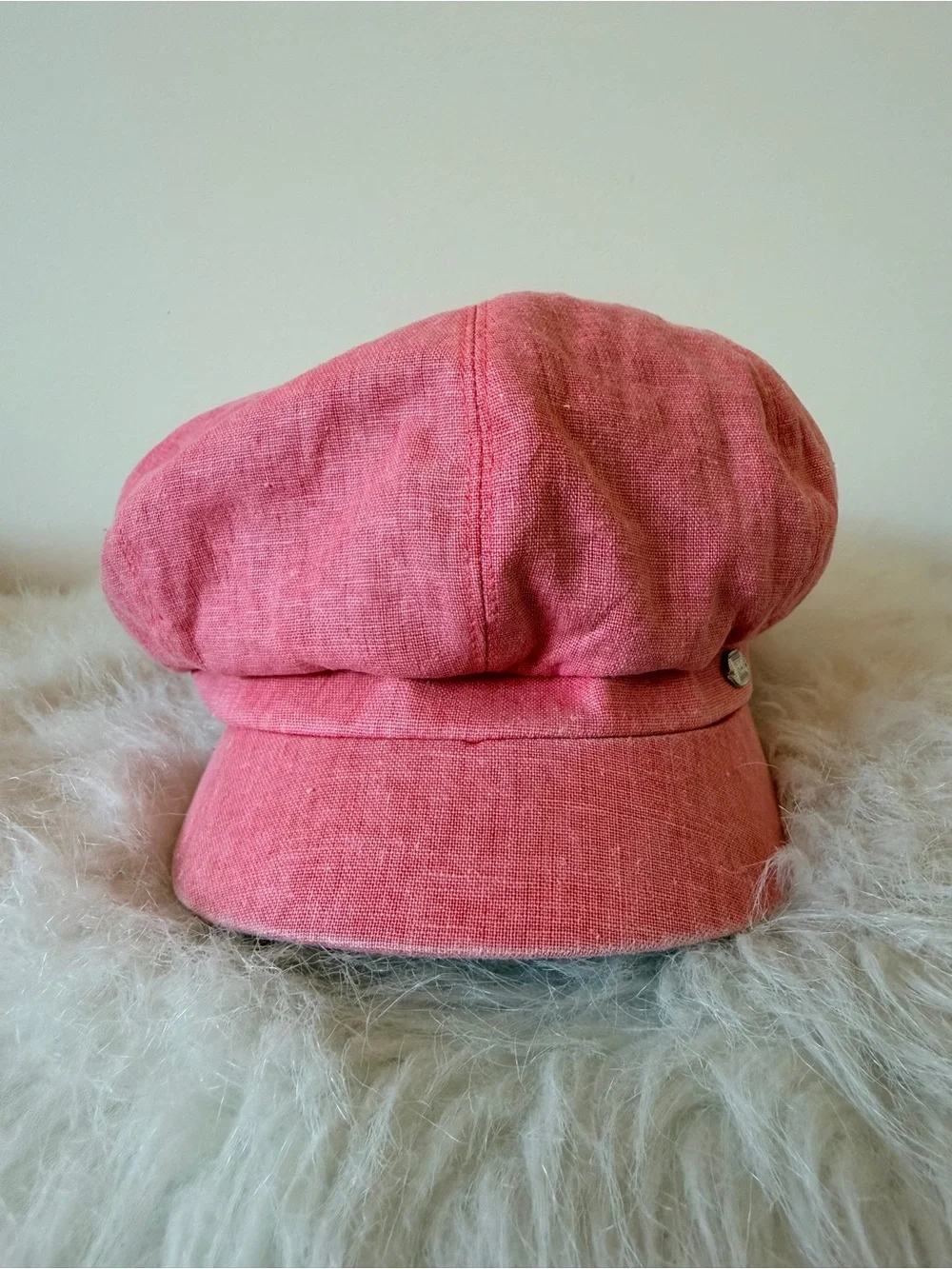 Coral 100% Linen Baker Boy Cap - M